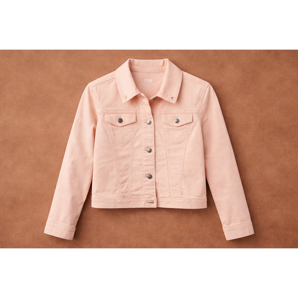 Lee Riders Peach Denim Jacket Women Medium Cropped Stretch Jean Jacket